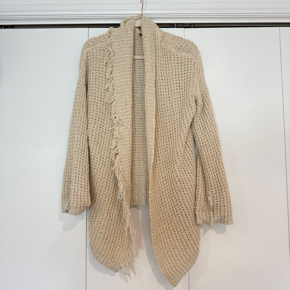 SILK Free People Cream Knit Cardigan Sweater